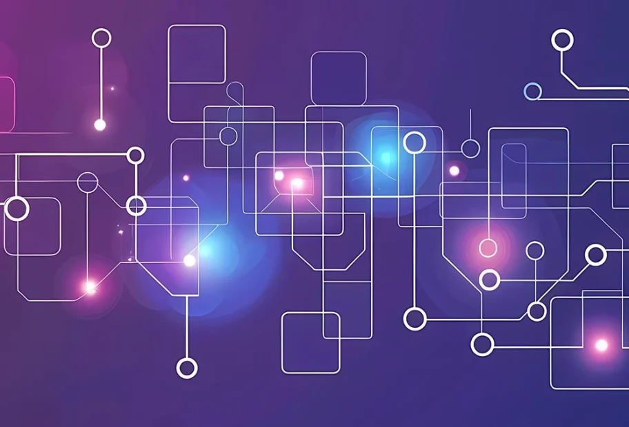Abstract Network Connections on a Purple Gradient Background