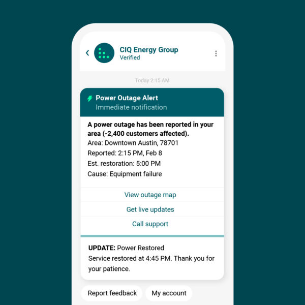 Municipal utilities outage and power notification messaging for better engagement
