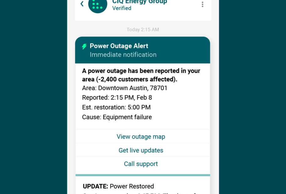 Municipal utilities outage and power notification messaging for better engagement