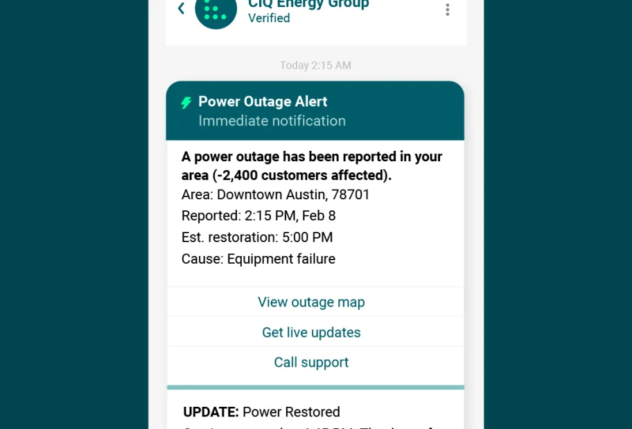 Municipal utilities outage and power notification messaging for better engagement