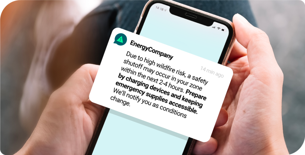 Wildfire SMS example from a utility