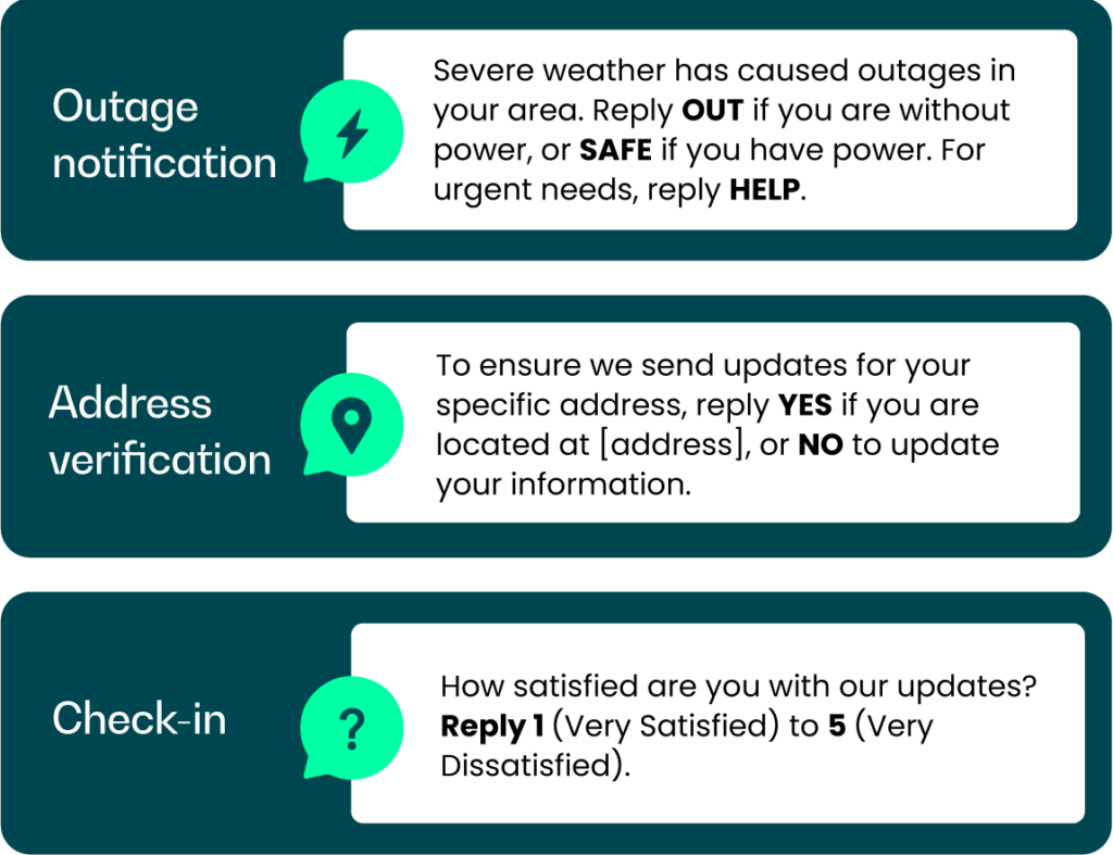 Example two-way messages that Convey utilities use in real-world scenarios