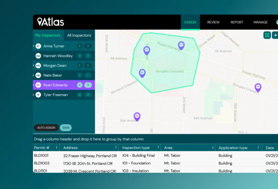 Atlas field inspections desktop view for management
